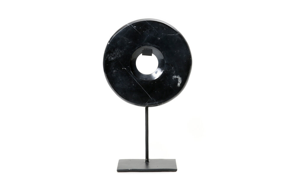 The Marble Disc on Stand - Black - M