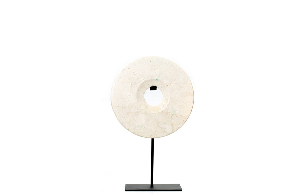 The Marble Disc on Stand - White - M