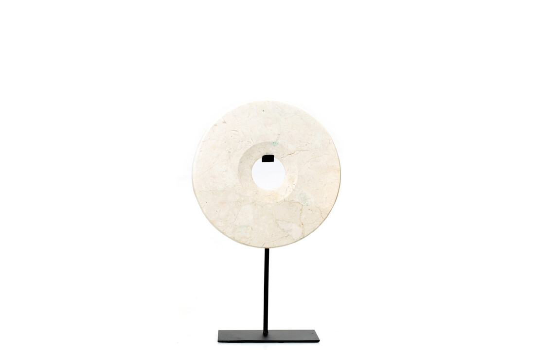 The Marble Disc on Stand - White - M
