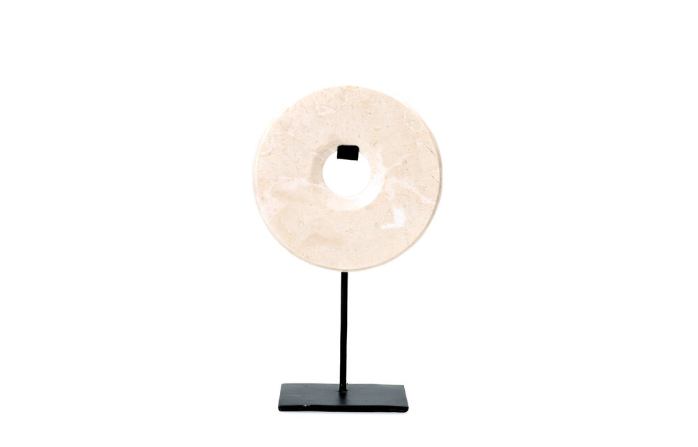 The Marble Disc on Stand - White - M