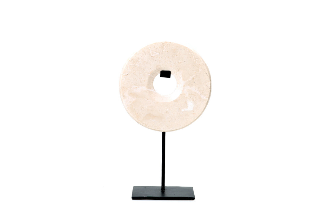 The Marble Disc on Stand - White - M