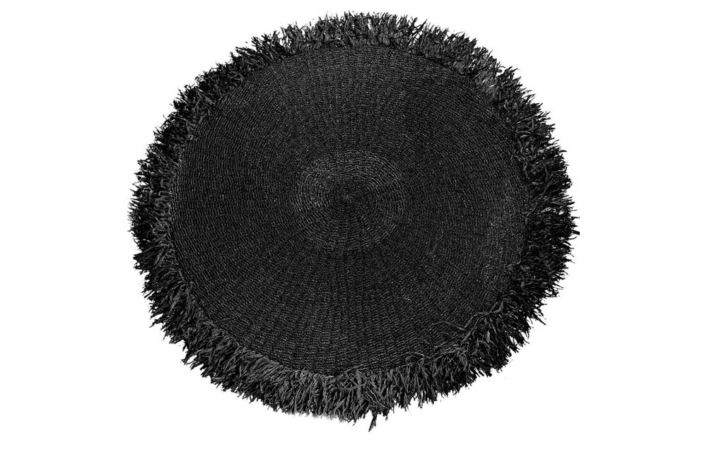 The Raffia Fringed Carpet - Black