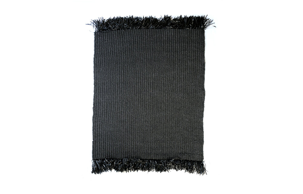 The Raffia Fringed Carpet - Black