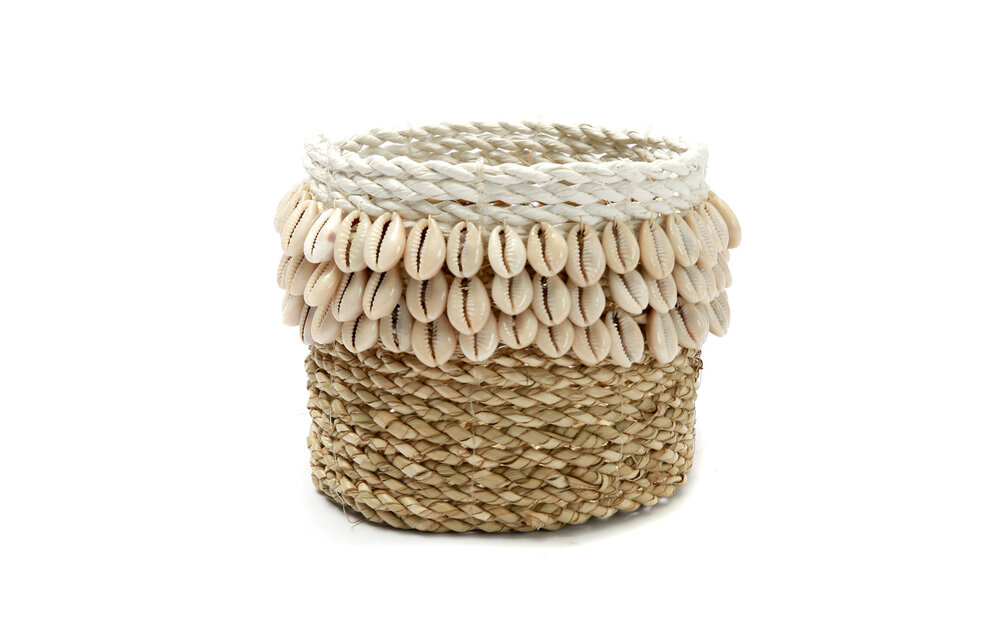 The Weaved Cowrie Basket #1 - Natural White