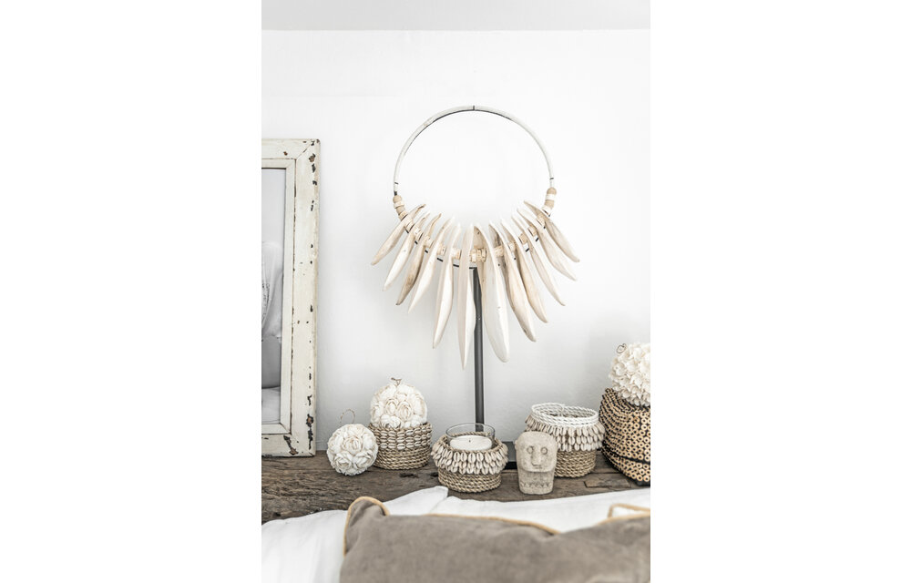 The Weaved Cowrie Basket #1 - Natural White