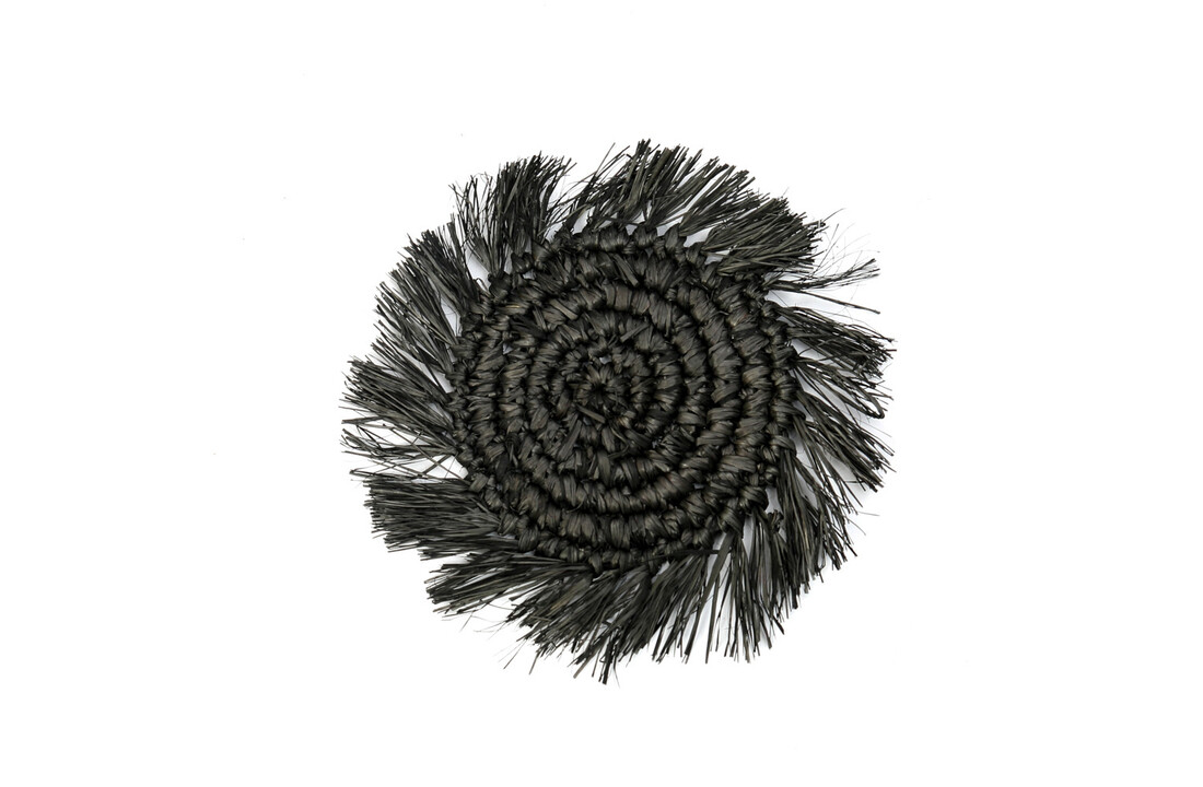 The Fringe Raffia Coaster - Black