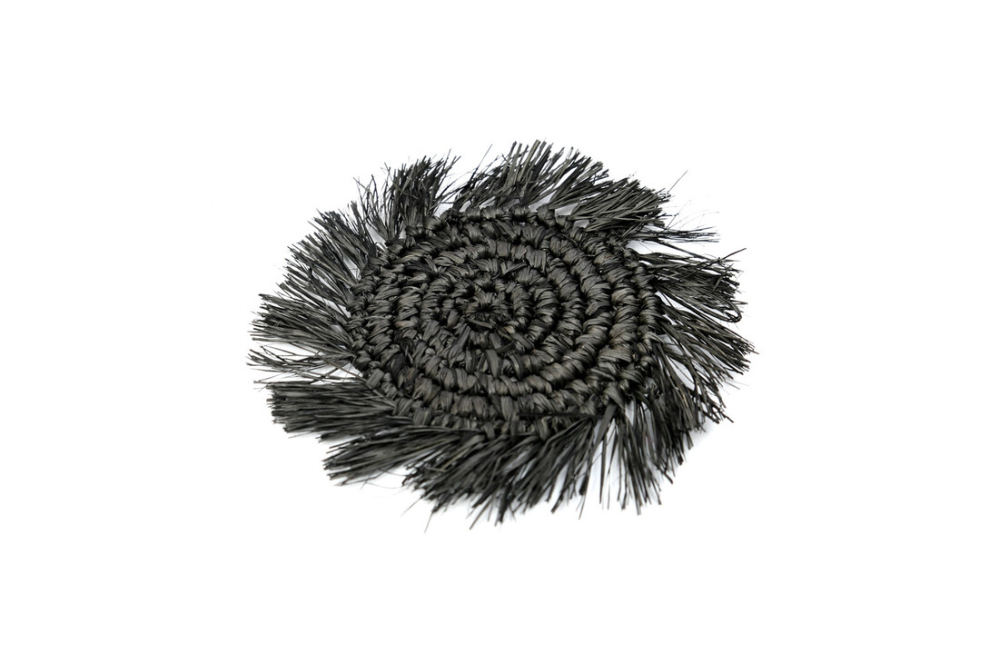 The Fringe Raffia Coaster - Black