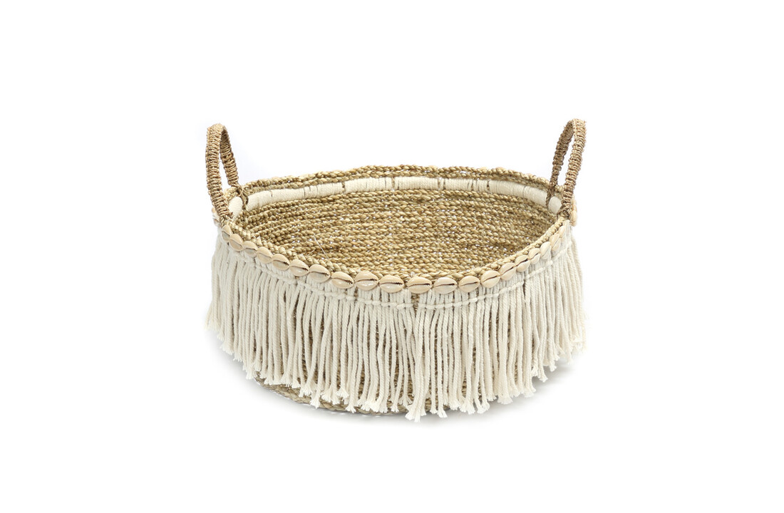 The Boho Fringe Basket - Natural White