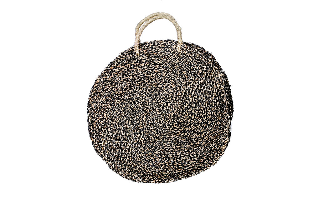 The Seagrass Spotted Roundi Bag - Natural Black - L