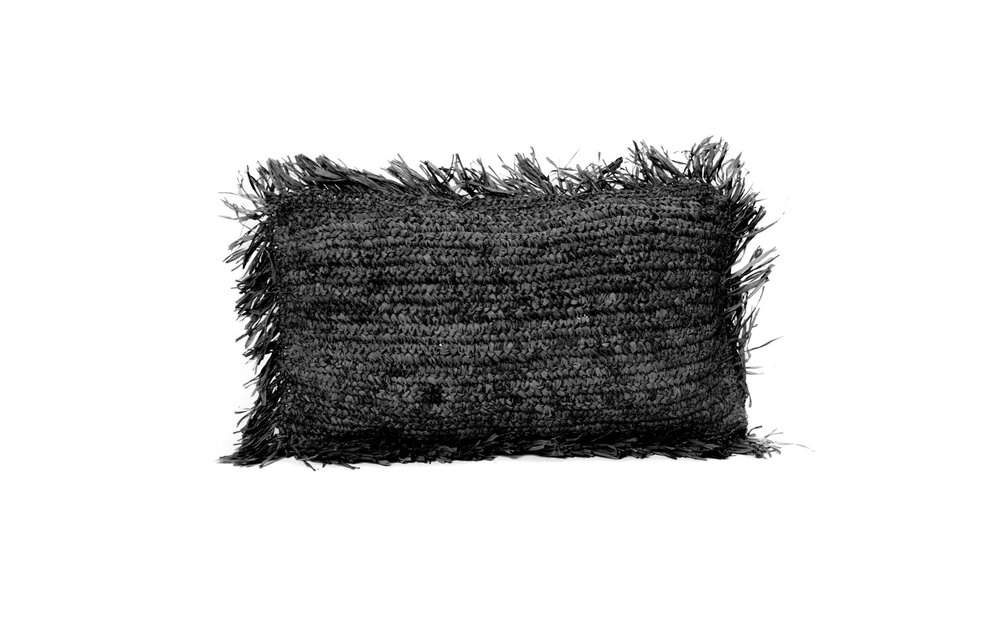 The Raffia Cushion Rectangular - Black
