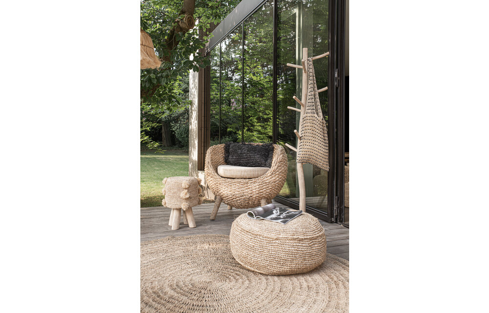 The Raffia Cushion Rectangular - Black