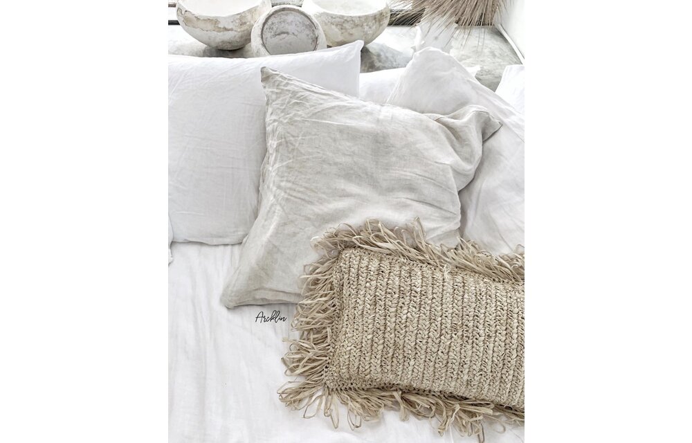 The Raffia Cushion Rectangular - Natural