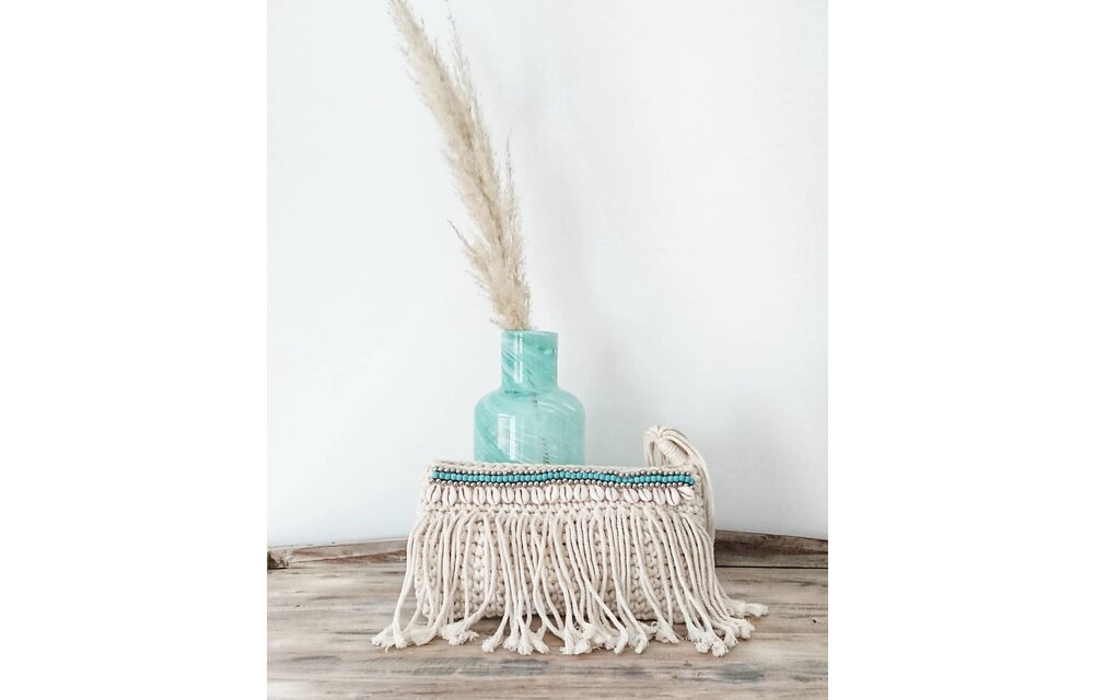 The Clutch Macrame - Turquoise Silver