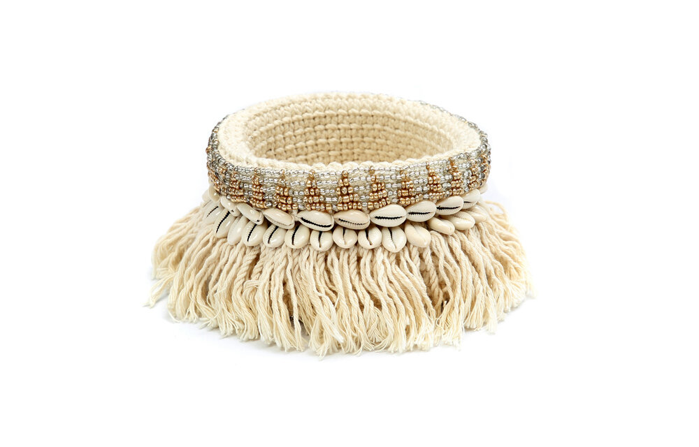 The Gold and Silver Macrame Planter - Natural Gold Silver M