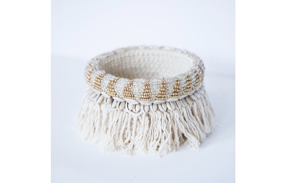 The Gold and Silver Macrame Planter - Natural Gold Silver M