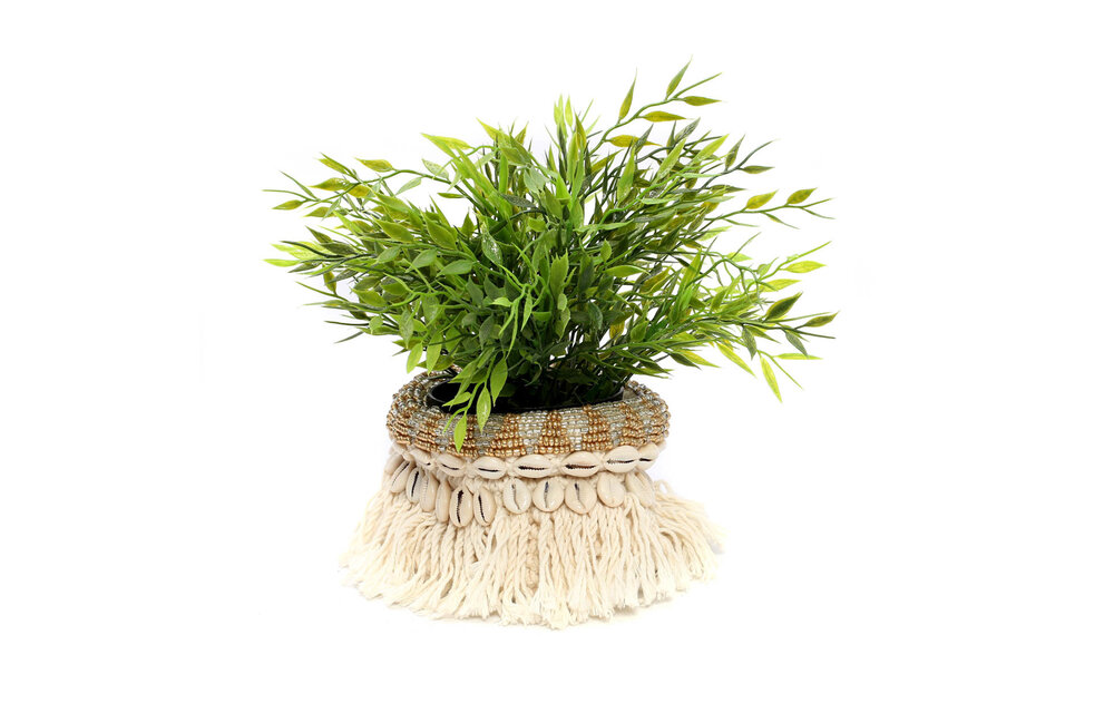 The Gold and Silver Macrame Planter - Natural Gold Silver M