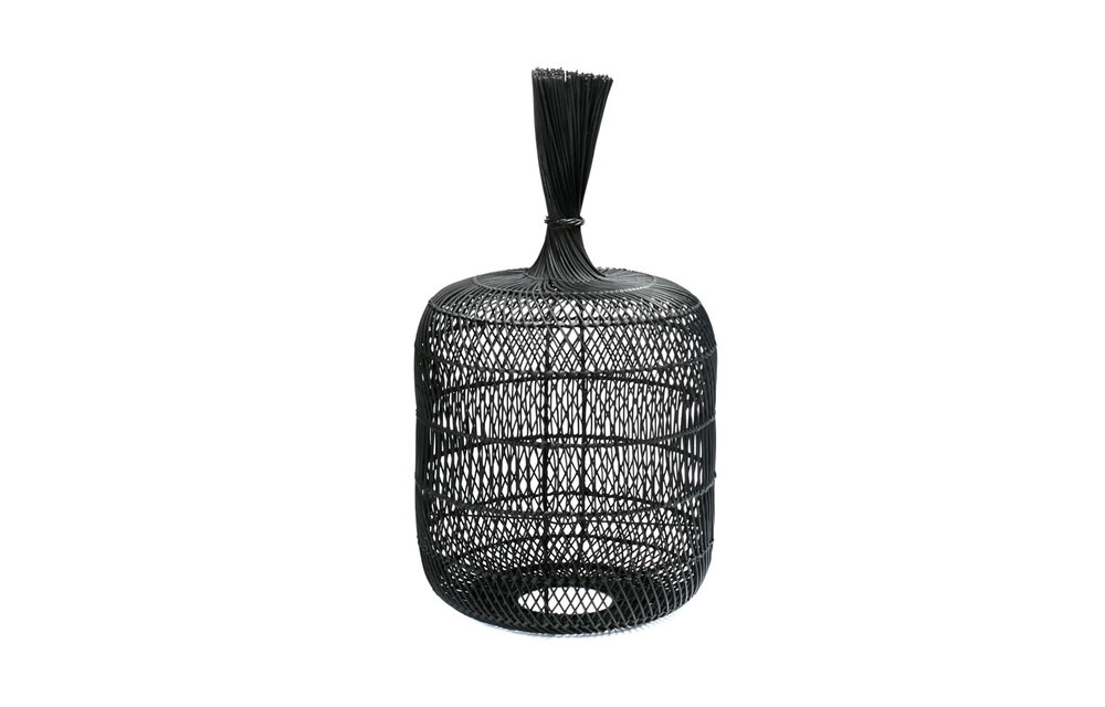 The Rattan Dumpling Floor Lamp - Pendant - Black
