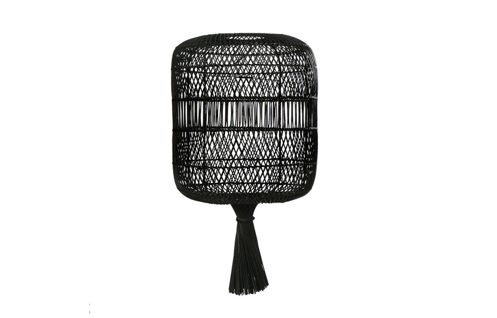 The Rattan Dumpling Floor Lamp - Pendant - Black