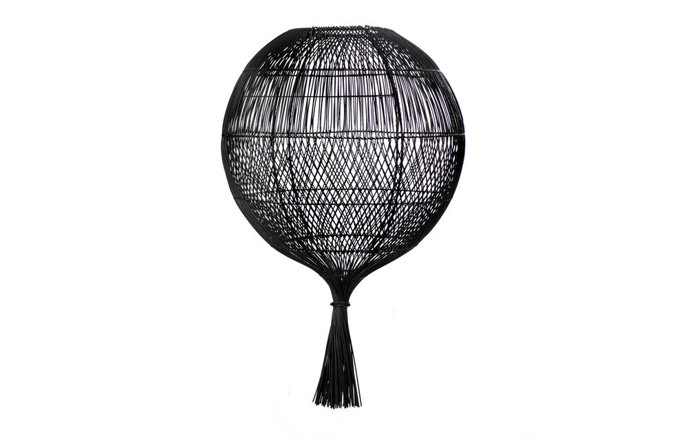 The Rattan Wonton Floor Lamp - Pendant - Black