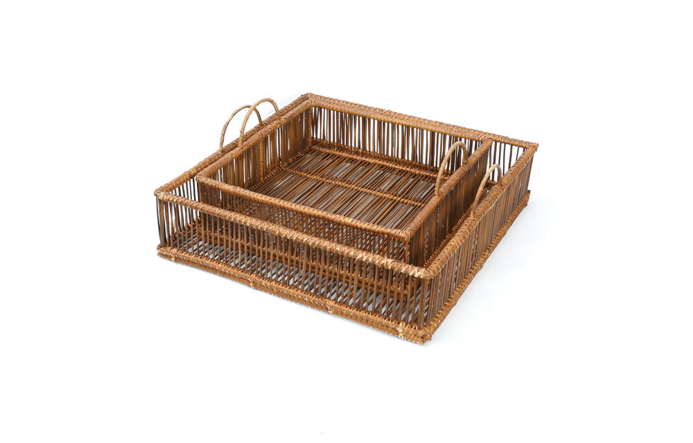 The Rattan Trays - Square - Natural - SET2