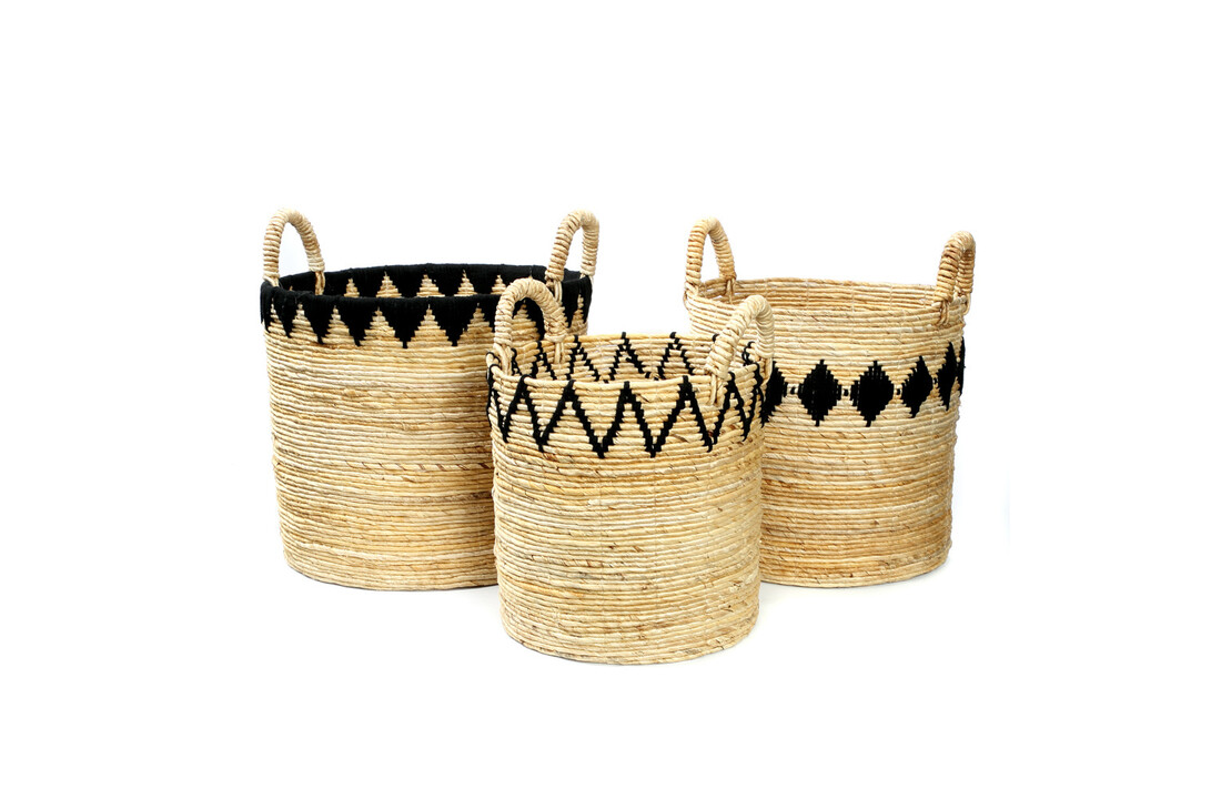 The Banana Stitched Baskets - Natural Black - SET3