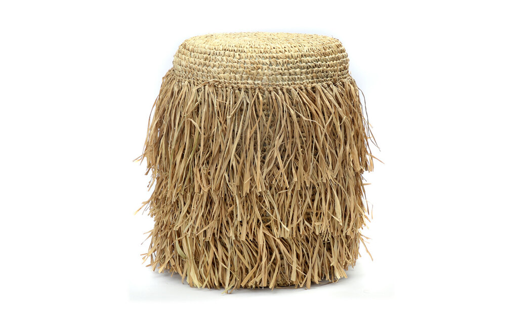 The Raffia Shaggy Stool - Round