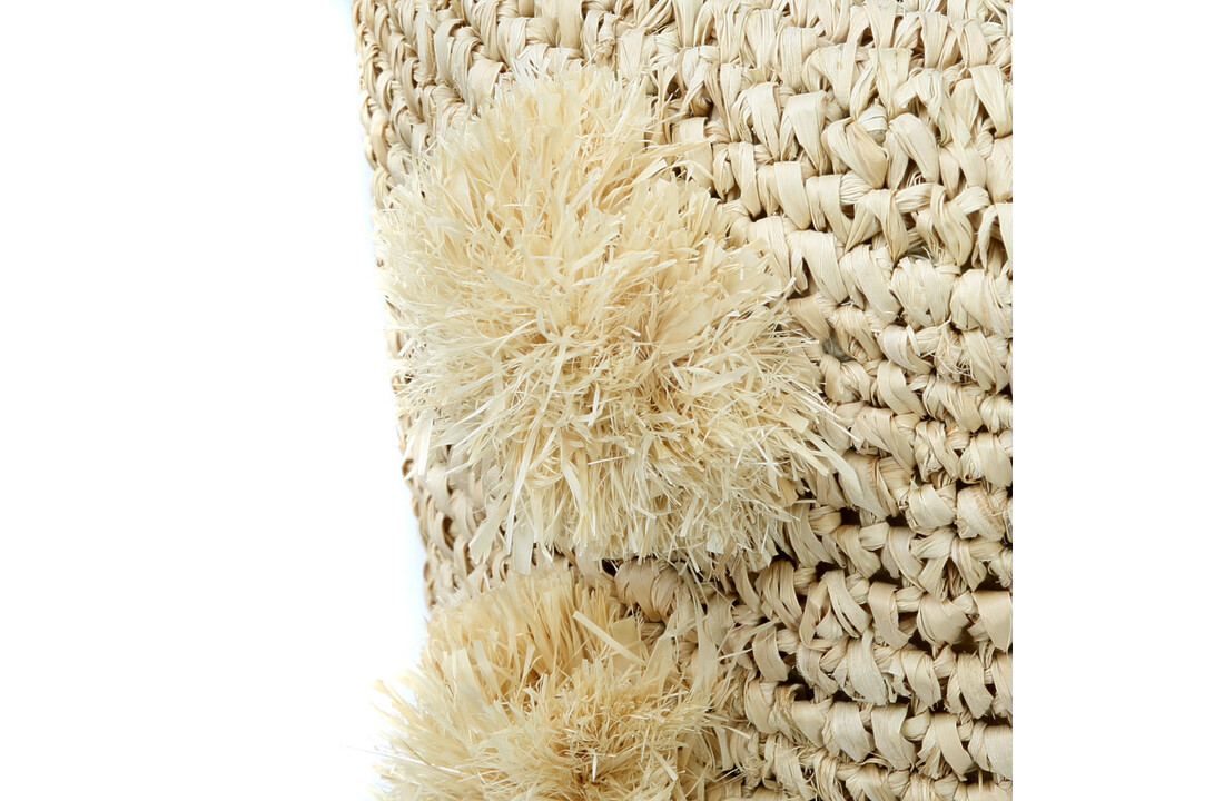 The Raffia Pom Pom Stool - Natural
