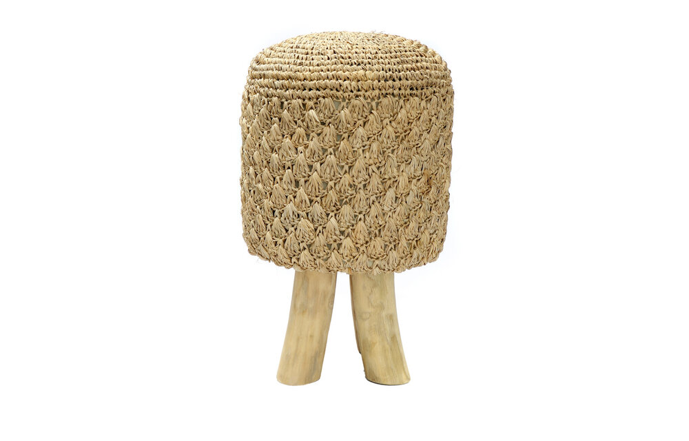 The Raffia Tressed Stool - Natural