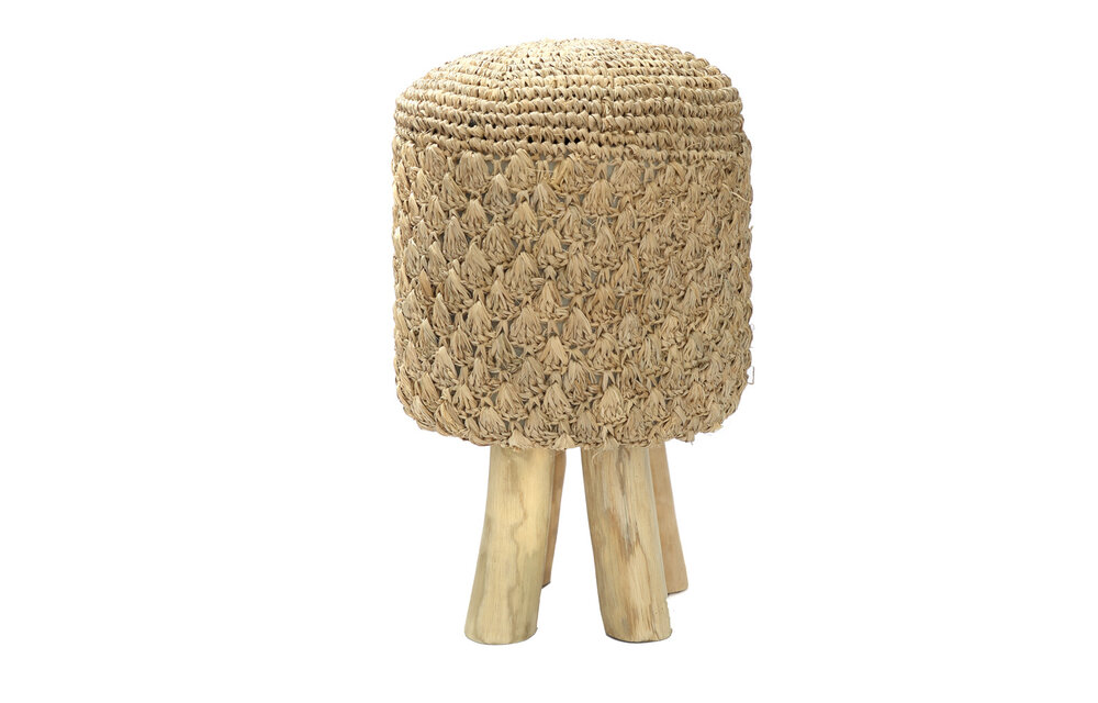The Raffia Tressed Stool - Natural