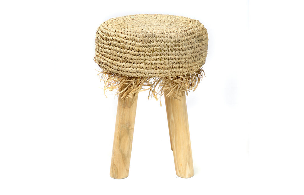 The Raffia Fringed Stool - Natural