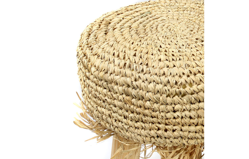 The Raffia Fringed Stool - Natural