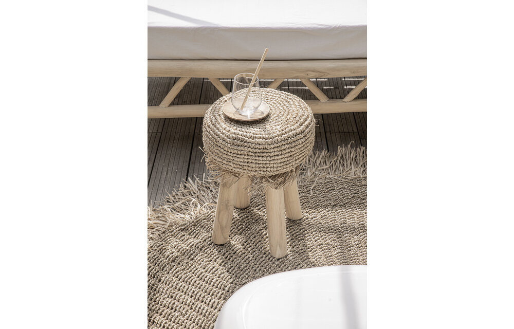 The Raffia Fringed Stool - Natural