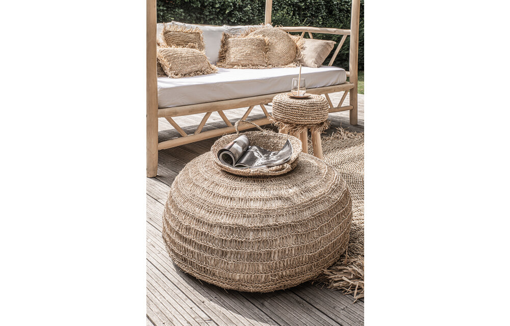 The Raffia Fringed Stool - Natural