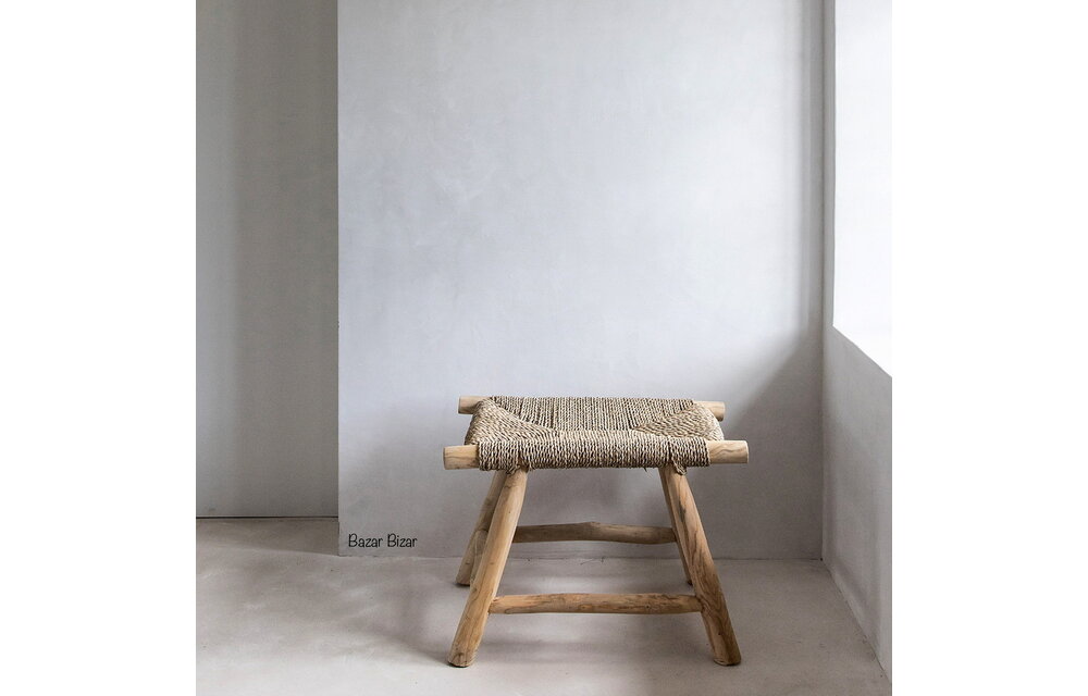 The Porto Seagrass Stool - Natural - M