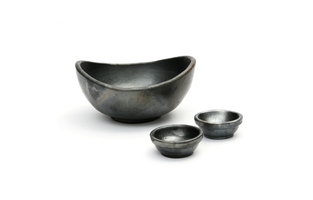 The Burned Curved Bowls - Black - SET3