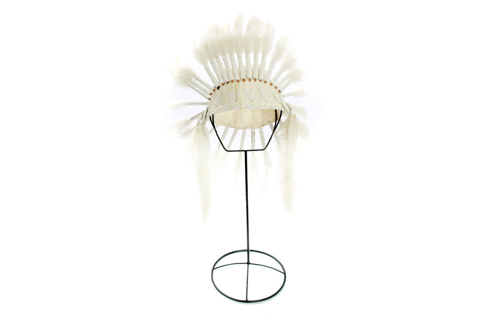 The Indian Headdress on Stand - White
