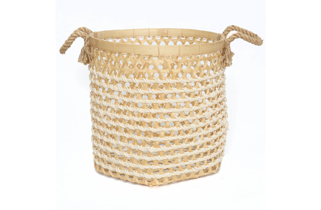 The Bamboo Macrame Baskets - Natural White - Large