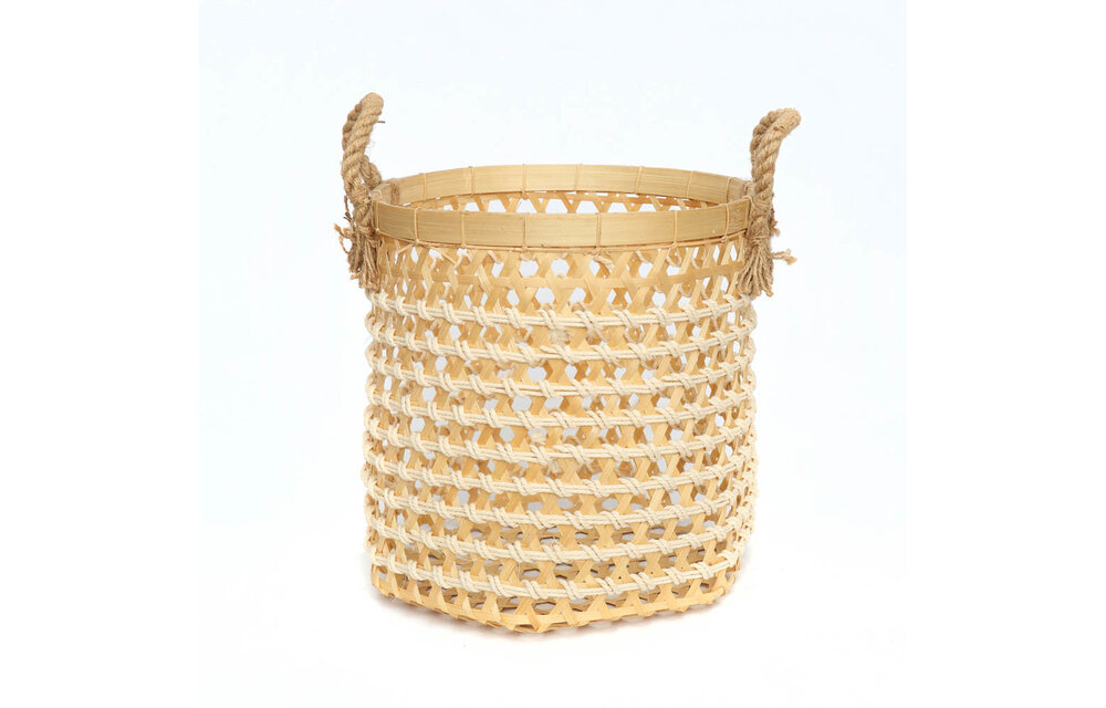 The Bamboo Macrame Baskets - Natural White - Medium