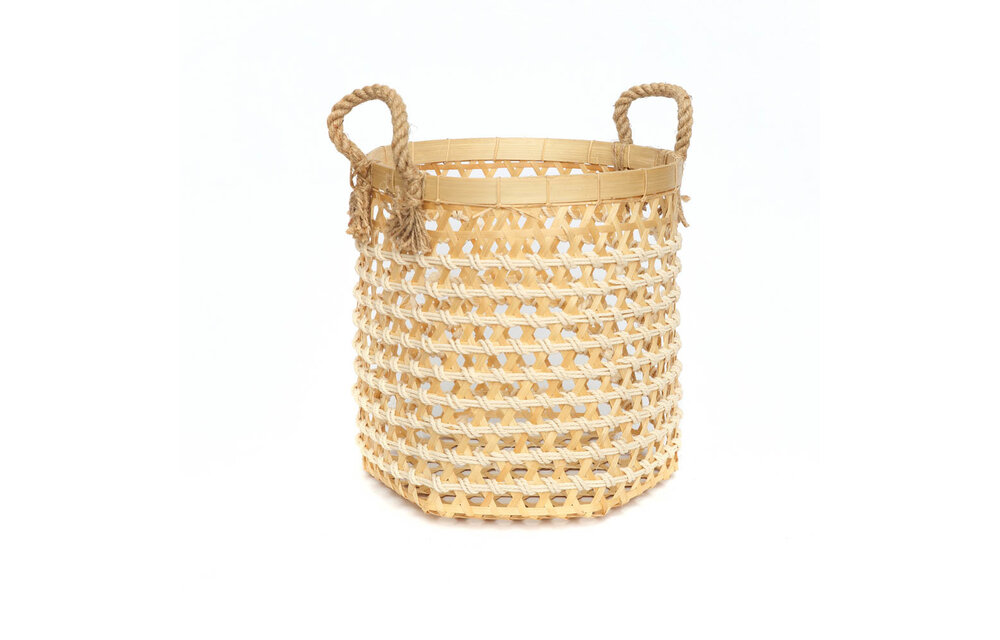The Bamboo Macrame Baskets - Natural White - Medium