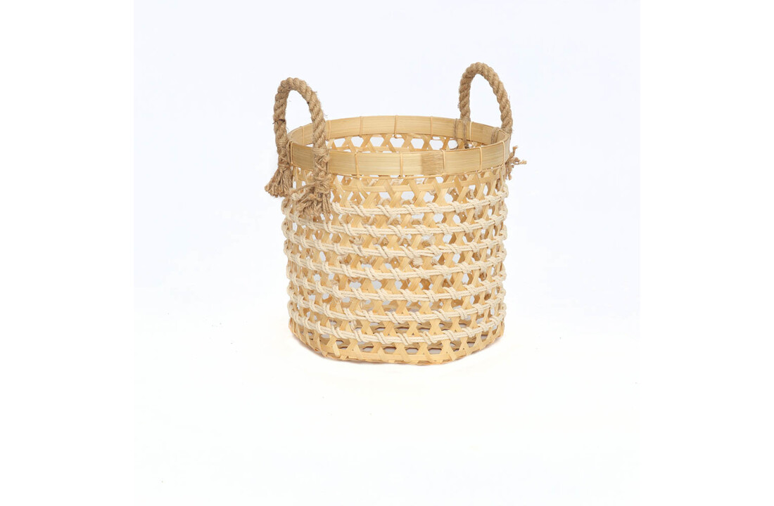 The Bamboo Macrame Baskets - Natural White - Small
