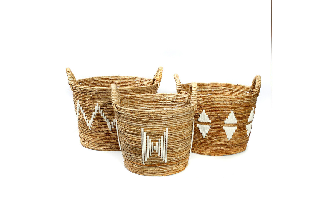 The Banana Stitched Baskets - Natural White - SET3