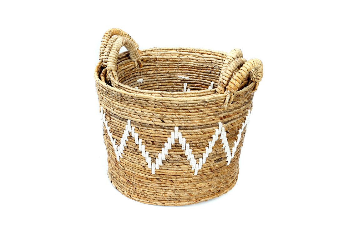 The Banana Stitched Baskets - Natural White - SET3