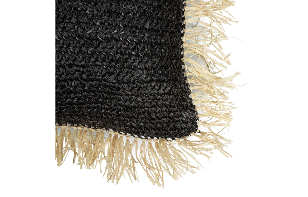The Raffia Cushion Square - Black Natural - L