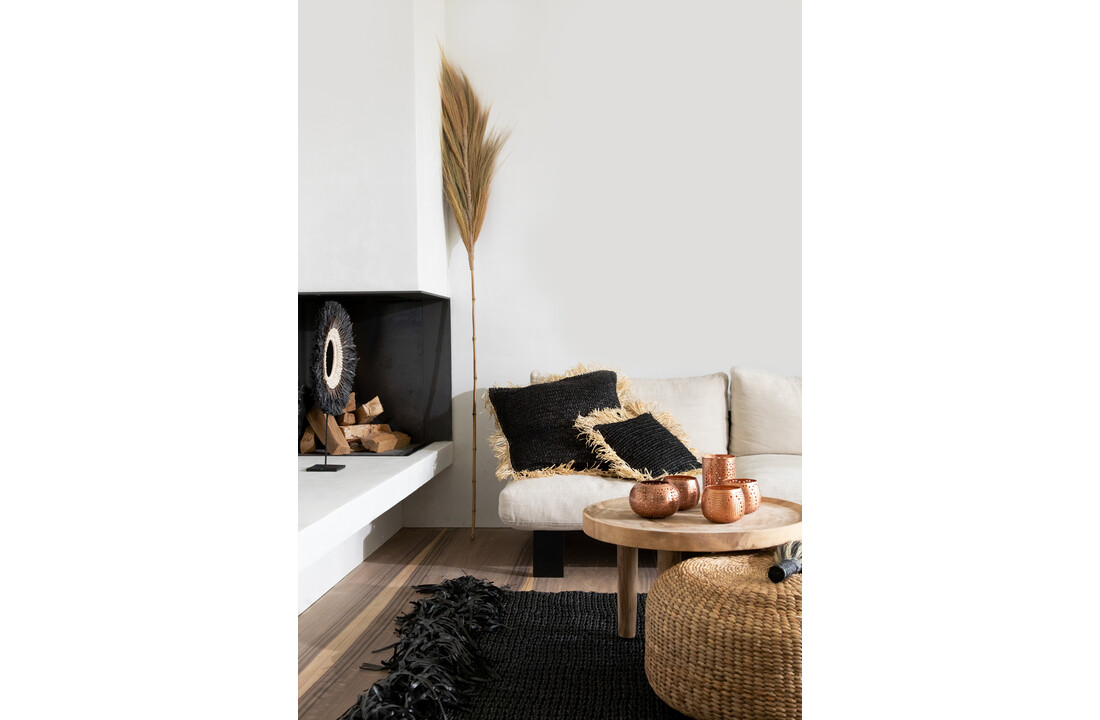 The Raffia Cushion Square - Black Natural - L