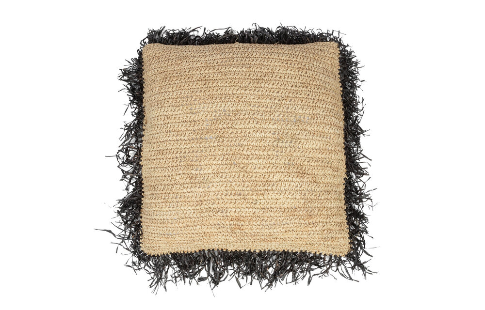 The Raffia Cushion Square - Natural Black - L