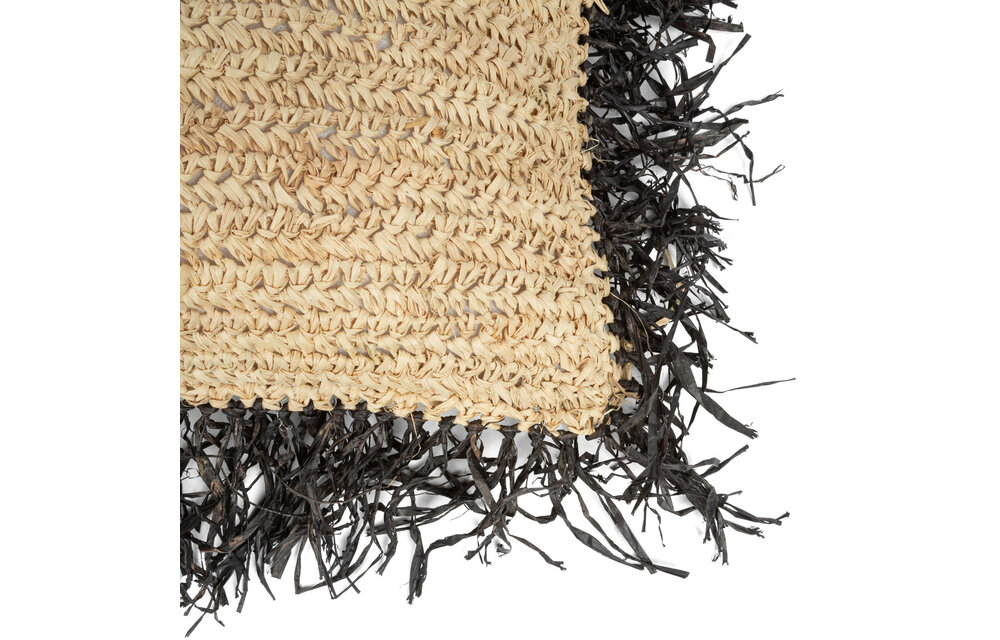 The Raffia Cushion Square - Natural Black - L