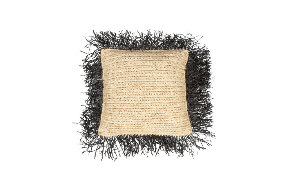 The Raffia Cushion Square - Natural Black - M