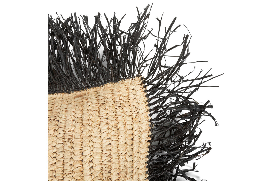The Raffia Cushion Square - Natural Black - M
