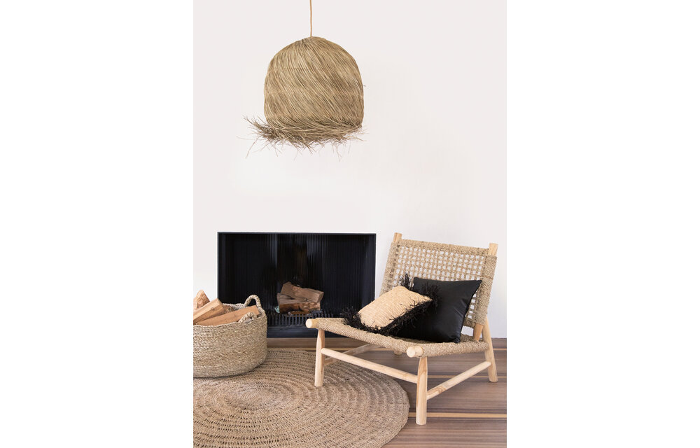The Raffia Cushion Square - Natural Black - M