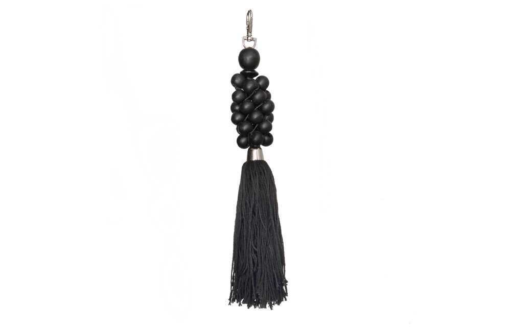 The Wooden Beaded Keychain - Black